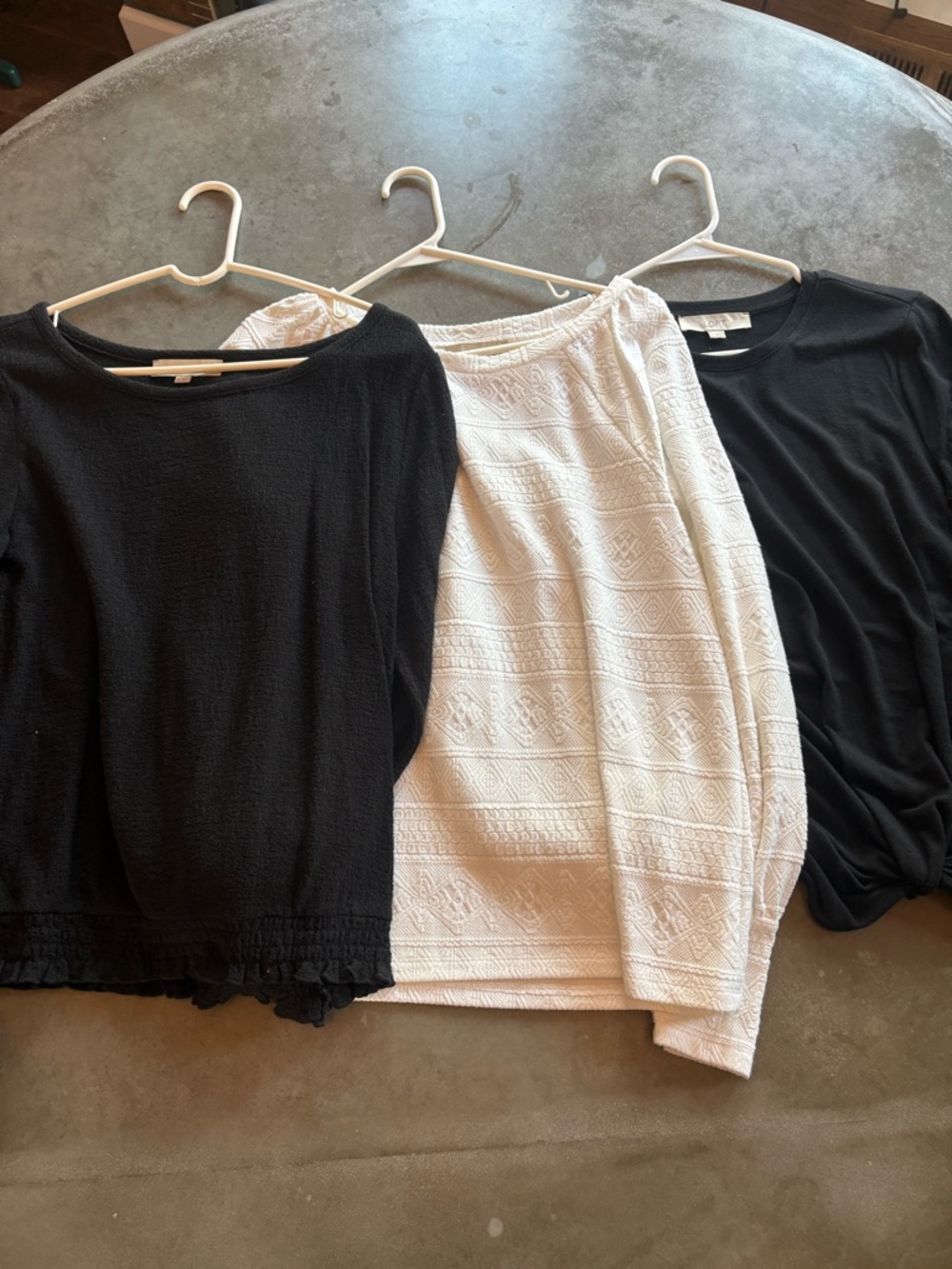 LOFT Black & White Crewneck Tops Trio - Classic Knit Styles